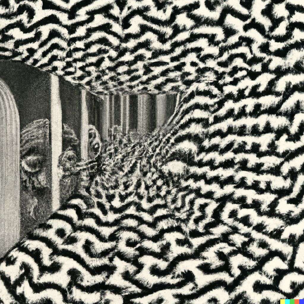a representation of anxiety, lithography by Escher